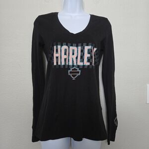 Harley Davidson Black Long Sleeve Shirt Womens Size XS